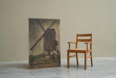 Jean Joseph Allaert Windmill in Flanders Large Oil on Canvas Belgium 1900