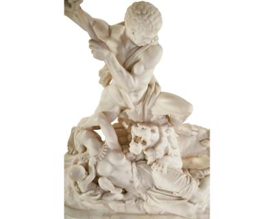 Jean Joseph Jacquet An Exceptional White Marble Figural Sculpture Clock A Nubian Slaying The Lion 
