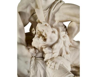 Jean Joseph Jacquet An Exceptional White Marble Figural Sculpture Clock A Nubian Slaying The Lion 