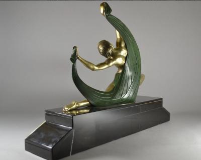 Jean Lormier Large Art Deco Bronze Dancer by Jean Lormier Art Deco Collection