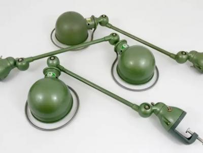 Jean Louis Domecq Two Matching Jean Louis Domecq for Jielde Lyon Industrial Clamp Lamps 1950s