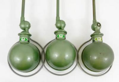Jean Louis Domecq Two Matching Jean Louis Domecq for Jielde Lyon Industrial Clamp Lamps 1950s