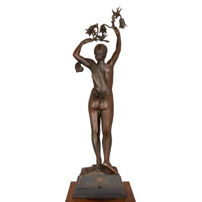 Jean Louis Gregoire Large antique figurative sculptural lamp by Gr goire