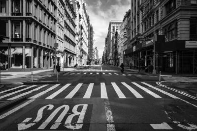 Jean Luc Fievet Covid 19 2020 04 01 NY Broadway Soho Street Scene Black and White Photograph