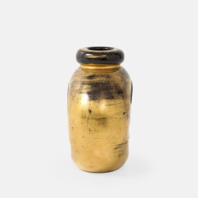 Jean Luce Art Deco Rare Gilt Etched Engraved Geometric Glass Vase by Jean Luce