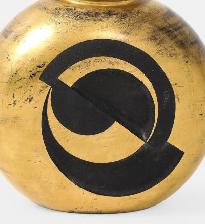 Jean Luce Art Deco Rare Gilt Etched Engraved Geometric Glass Vase by Jean Luce