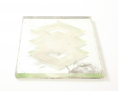 Jean Luce Jean Luce Glass Mirrored Tray Geometric Design France c 1930 s signed JL