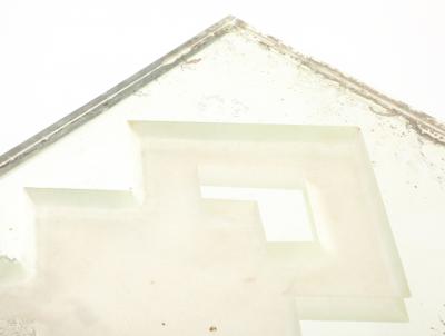 Jean Luce Jean Luce Glass Mirrored Tray Geometric Design France c 1930 s signed JL