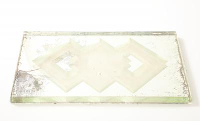 Jean Luce Jean Luce Glass Mirrored Tray Geometric Design France c 1930 s signed JL