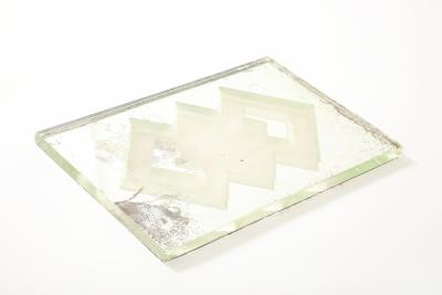 Jean Luce Jean Luce Glass Mirrored Tray Geometric Design France c 1930 s signed JL