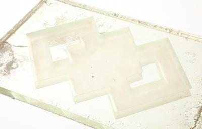 Jean Luce Jean Luce Glass Mirrored Tray Geometric Design France c 1930 s signed JL