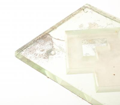 Jean Luce Jean Luce Glass Mirrored Tray Geometric Design France c 1930 s signed JL