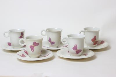 Jean Luce Set of 5 Demitasse Porcelain Cups and Saucers by Jean Luce 1940s France