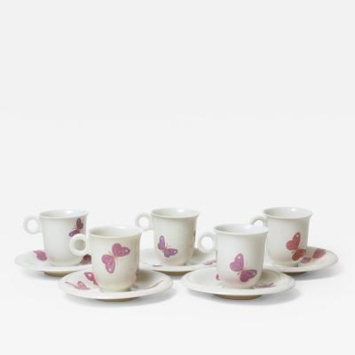 Jean Luce Set of 5 Demitasse Porcelain Cups and Saucers by Jean Luce 1940s France
