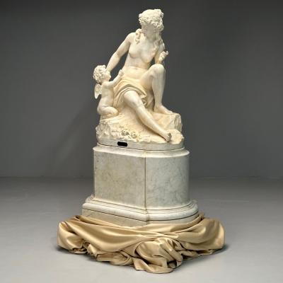 Jean Marie Boucher Venus and Cupid Marble Statue White Marble Romantic 1910