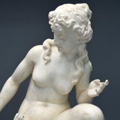 Jean Marie Boucher Venus and Cupid Marble Statue White Marble Romantic 1910