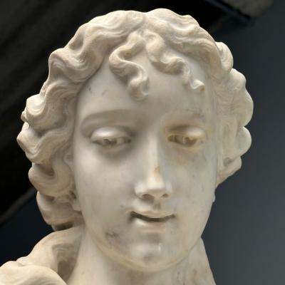 Jean Marie Boucher Venus and Cupid Marble Statue White Marble Romantic 1910