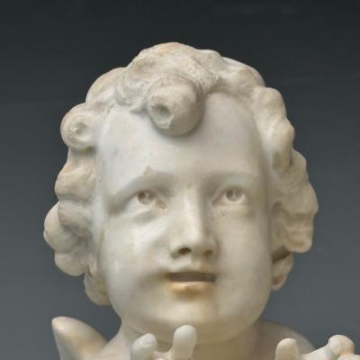 Jean Marie Boucher Venus and Cupid Marble Statue White Marble Romantic 1910