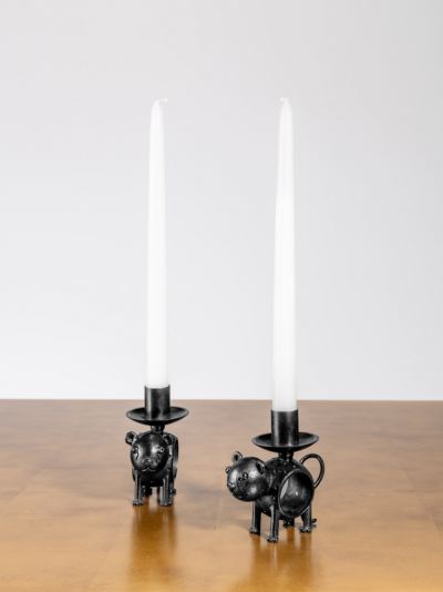 Jean Marie Fiori Beast Pair of Candlesticks with handle 2023