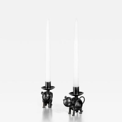 Jean Marie Fiori Beast Pair of Candlesticks with handle 2023
