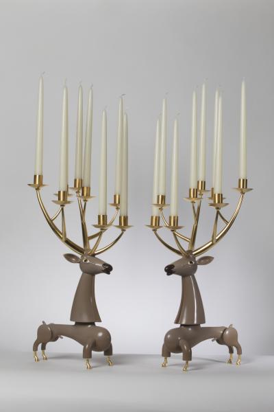 Jean Marie Fiori Deer Candelabra