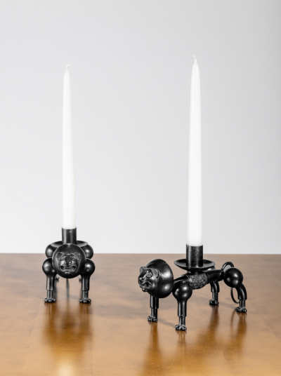 Jean Marie Fiori Lion Pair of Candlesticks 2023