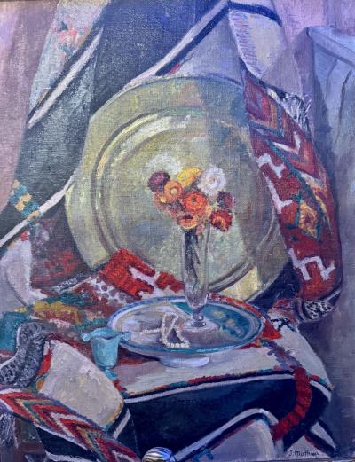 Jean Mathieu Le Collier d A cha by Jean Mathieu 1933 Oil on Burlap