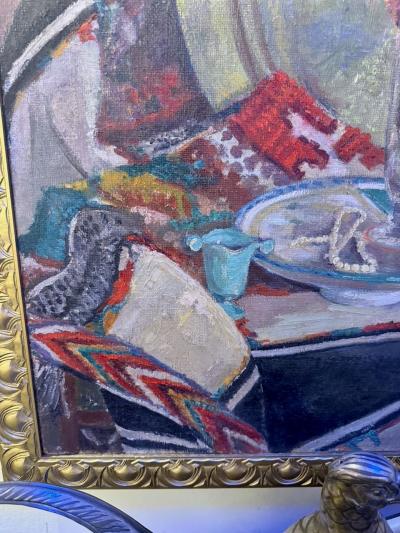 Jean Mathieu Le Collier d A cha by Jean Mathieu 1933 Oil on Burlap