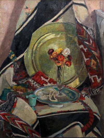 Jean Mathieu Le Collier d A cha by Jean Mathieu 1933 Oil on Burlap