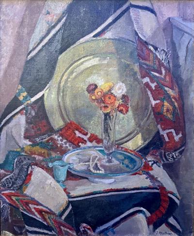 Jean Mathieu Le Collier d A cha by Jean Mathieu 1933 Oil on Burlap