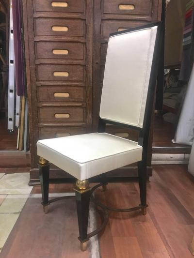 Jean Maurice Rothschild J M Rotchild Chicest Pair of High Back Pair of Chair with Iron and Bronze Detail