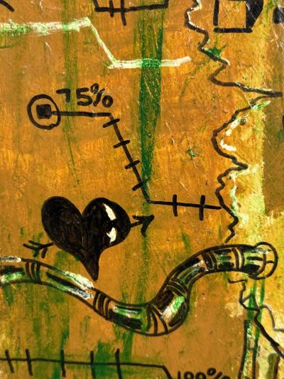 Jean Michel Basquiat MODERN BASQUIAT STYLE MIXED MEDIA PAINTING SIGNED