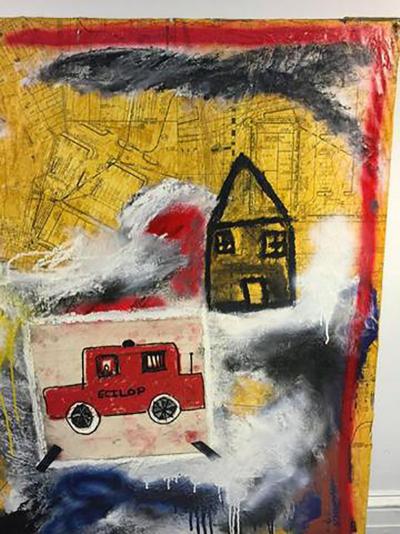 Jean Michel Basquiat Modernistic Painting in the manner of Jean Michel Basquiat circa 1980