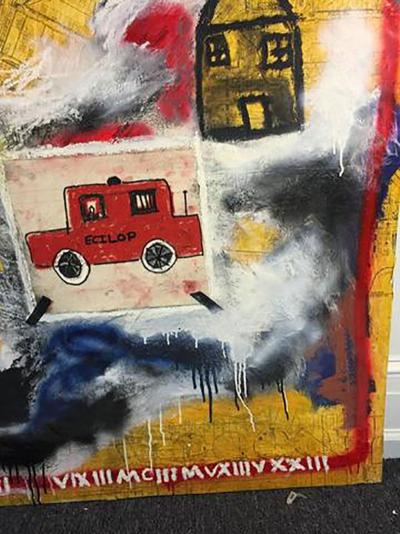 Jean Michel Basquiat Modernistic Painting in the manner of Jean Michel Basquiat circa 1980