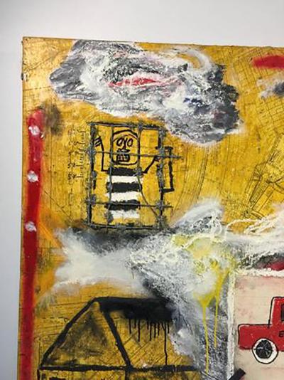 Jean Michel Basquiat Modernistic Painting in the manner of Jean Michel Basquiat circa 1980