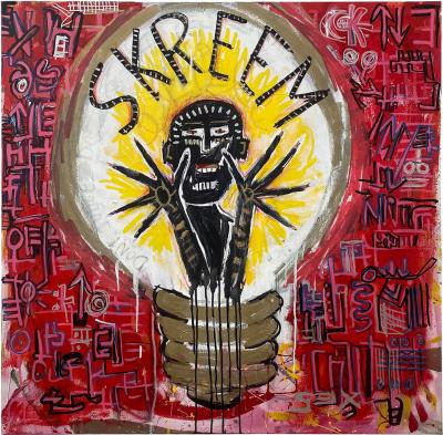 Jean Michel Basquiat Original Dave Wilcox Skreem Oil Painting