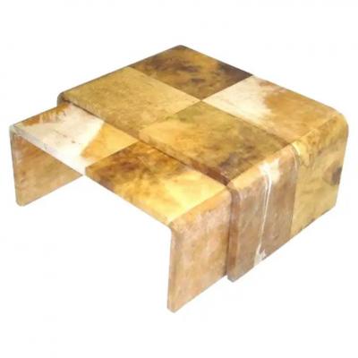 Jean Michel Frank 1 French Mid Century Parchment Coffee Tables Style ofJean Michel Frank