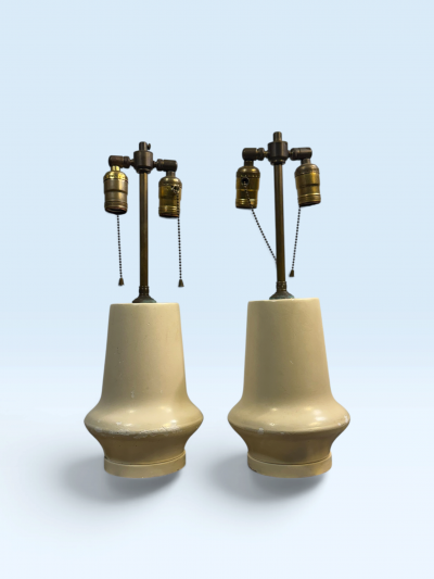 Jean Michel Frank 1940S MODERNIST WHITE PLASTER LAMPS BY JEAN MICHEL FRANK