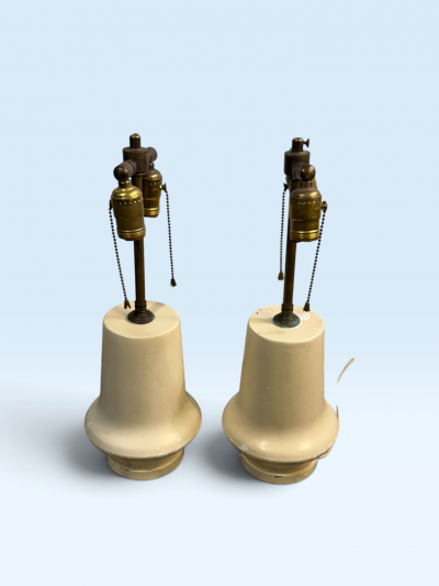 Jean Michel Frank 1940S MODERNIST WHITE PLASTER LAMPS BY JEAN MICHEL FRANK