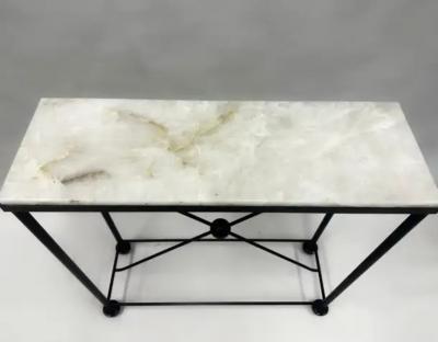 Jean Michel Frank 2 French Modern Neoclassical Rock Crystal Iron Consoles Jean Michel Frank