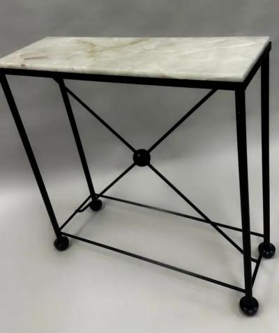 Jean Michel Frank 2 French Modern Neoclassical Rock Crystal Iron Consoles Jean Michel Frank