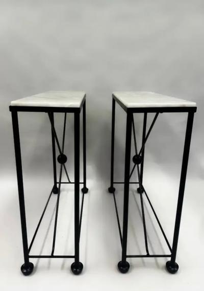 Jean Michel Frank 2 French Modern Neoclassical Rock Crystal Iron Consoles Jean Michel Frank