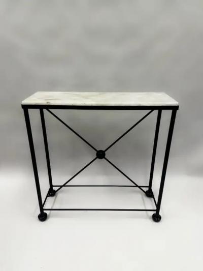 Jean Michel Frank 2 French Modern Neoclassical Rock Crystal Iron Consoles Jean Michel Frank