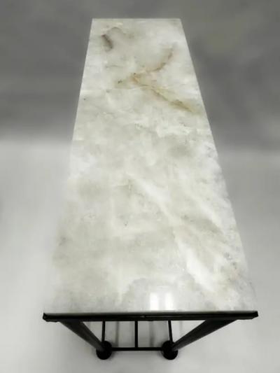 Jean Michel Frank 2 French Modern Neoclassical Rock Crystal Iron Consoles Jean Michel Frank