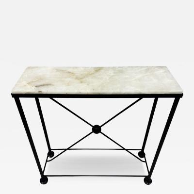 Jean Michel Frank 2 French Modern Neoclassical Rock Crystal Iron Consoles Jean Michel Frank