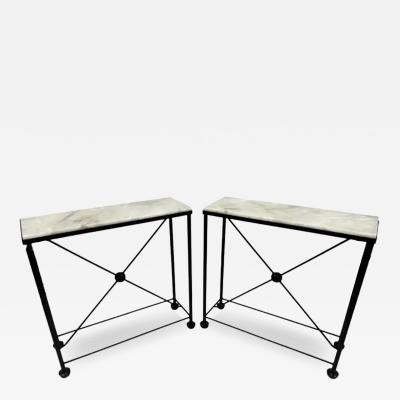 Jean Michel Frank 2 French Modern Neoclassical Rock Crystal Iron Consoles Jean Michel Frank