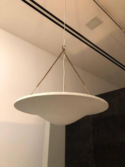 Jean Michel Frank 2 French Plaster Chandelier Pendants in Style of Giacometti Jean Michel Frank