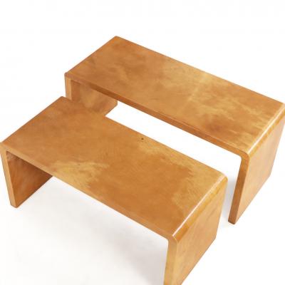 Jean Michel Frank A Nesting Set of Two Parchment Coffee Tables in the manner of Jean Michel Frank