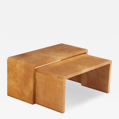 Jean Michel Frank A Nesting Set of Two Parchment Coffee Tables in the manner of Jean Michel Frank
