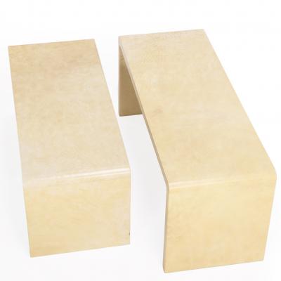 Jean Michel Frank A Nesting Set of Two Pergamino Parchment Covered Coffee Tables 